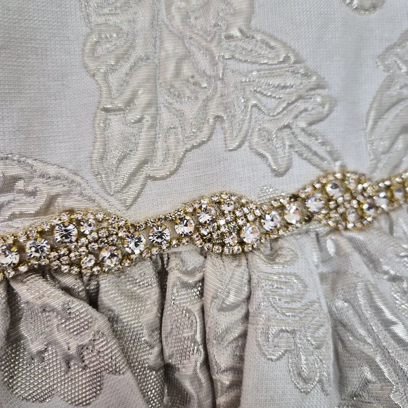 EUC Rare Editions Dress Ivory Gold Silver Girl 5 Wedding Holiday Family Photo - Picture 3 of 13